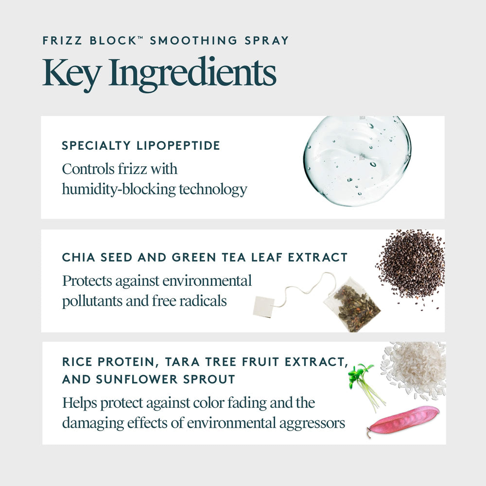 VIRTUE Frizz Block Spray : cheveux après application avec brillance légère.
