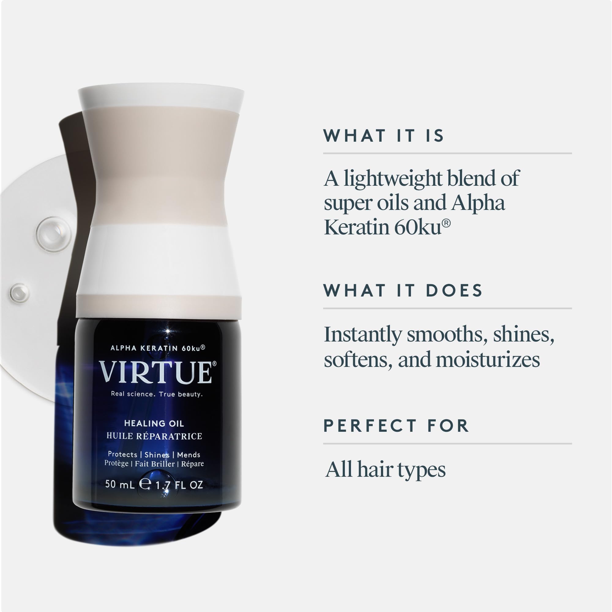 VIRTUE Huile de soin, fragrance coco-yuzu enveloppante et chaleureuse.