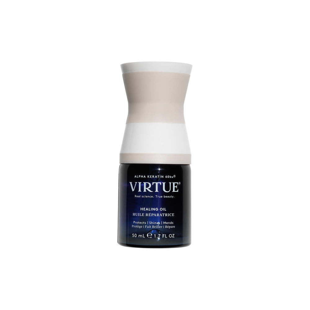 VIRTUE Huile de soin, bouteille à secouer pour activer une texture légère.