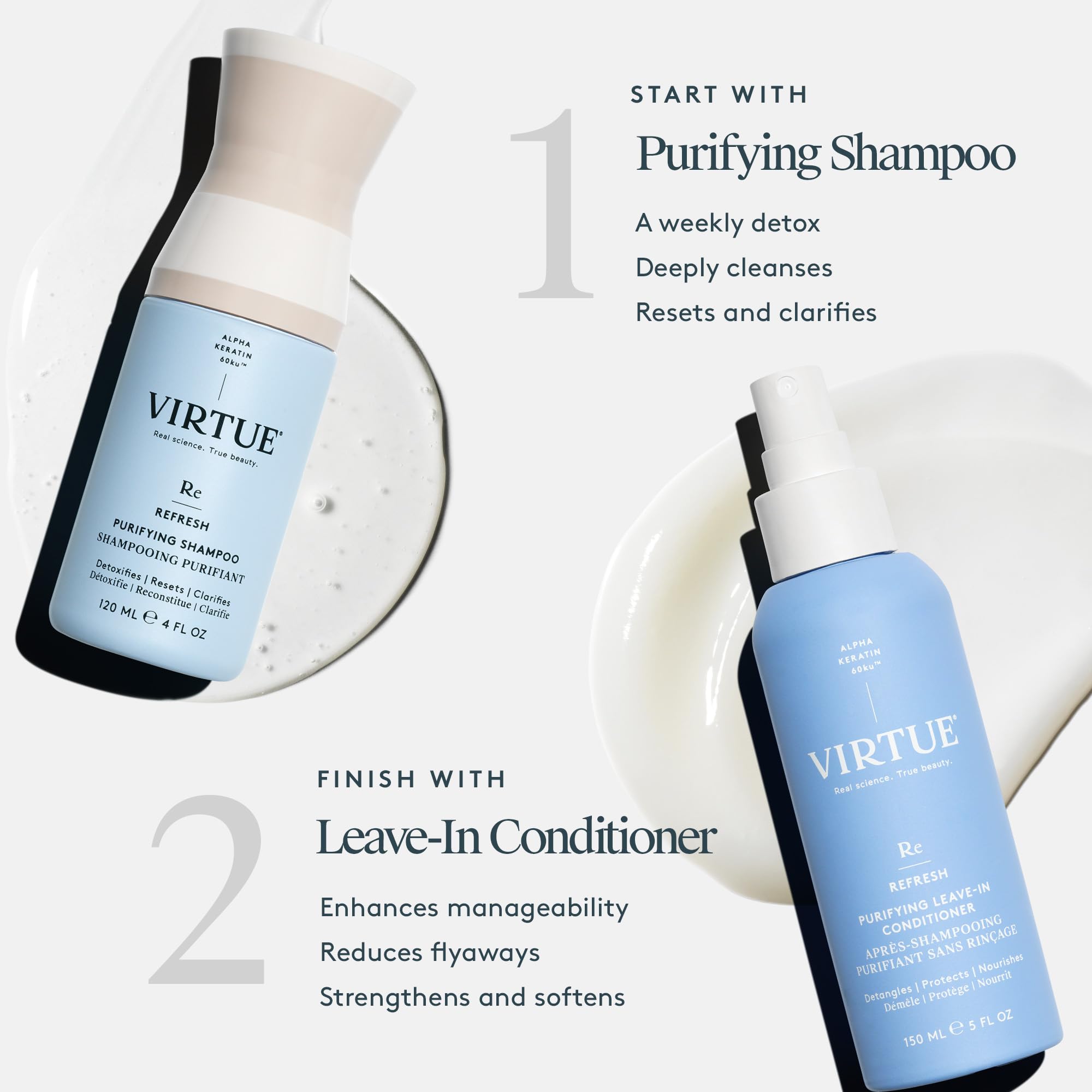 Protection des couleurs pour cheveux traités avec la brume légère de VIRTUE.