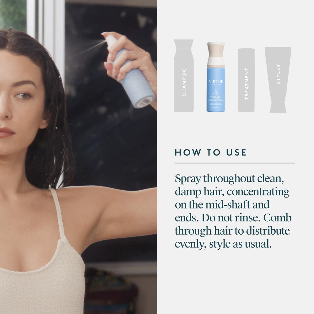 Protéine Alpha Keratin 60ku enrichissant la fibre capillaire avec VIRTUE Purifiant Sans Rinçage.