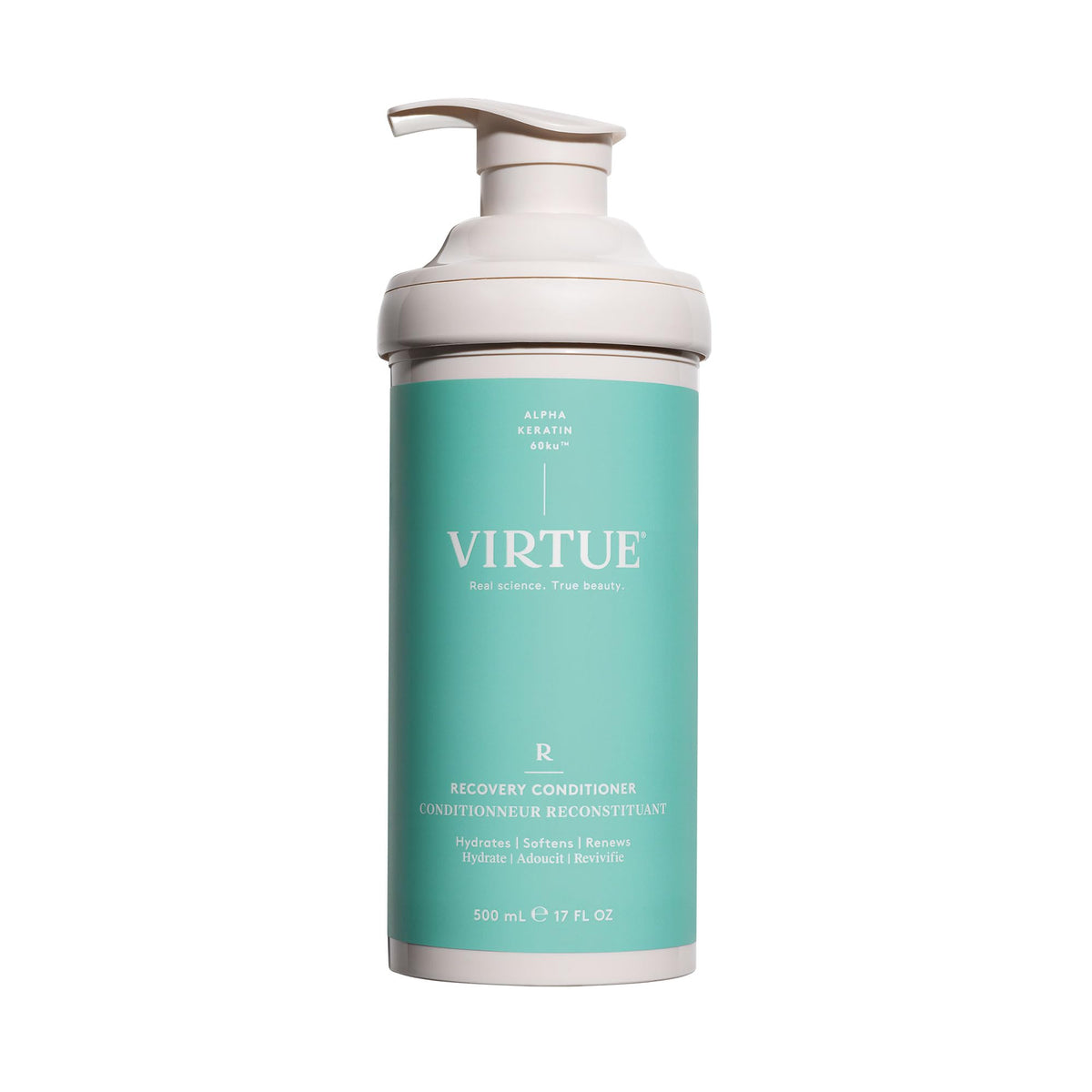 VIRTUE Recovery Conditioner, bouteille keratine, offre une hydratation nourrissante.