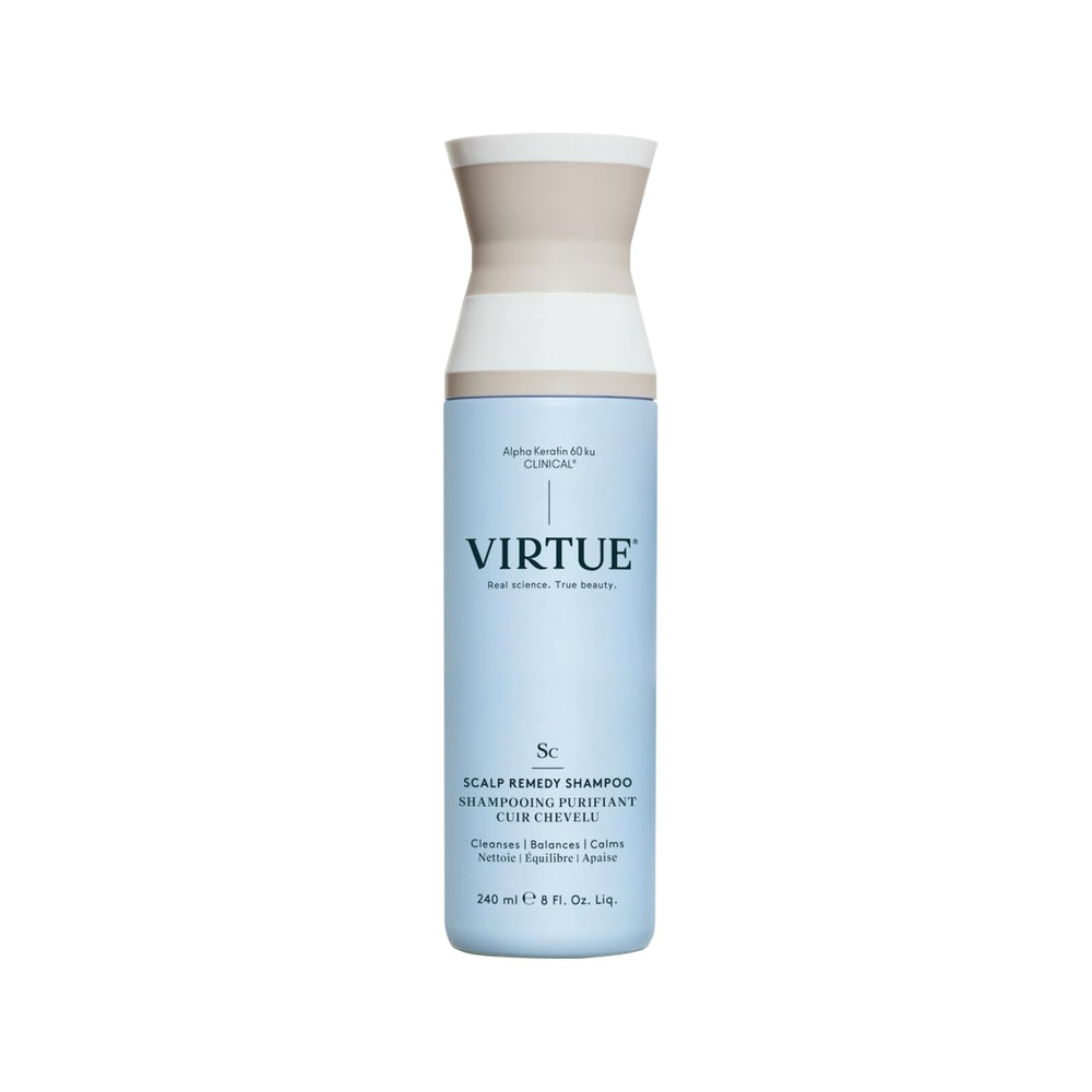 Virtue Shampoing Remède Cuir Chevelu - bouteille élégante favorisant l'équilibre du microbiome.