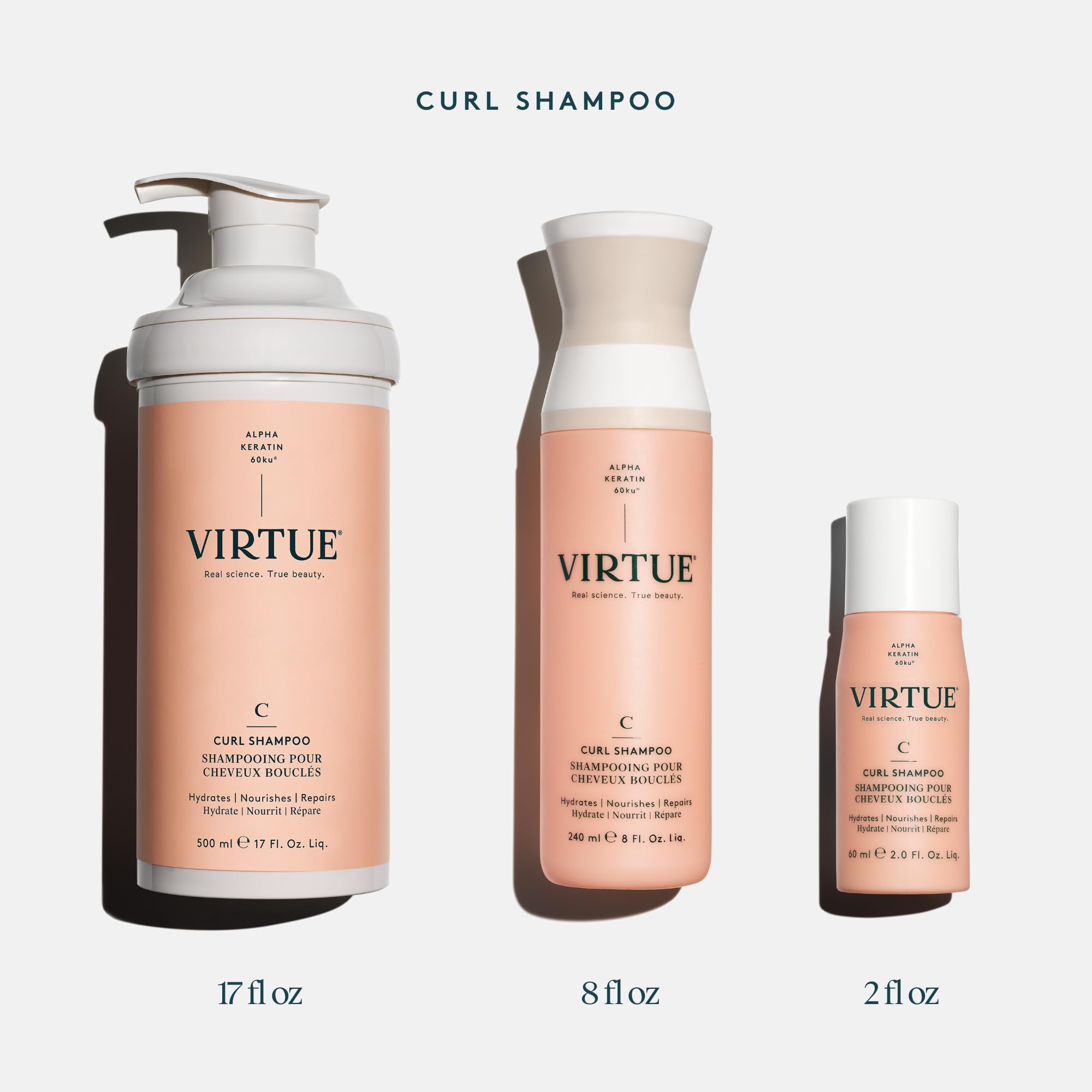 Shampoing sans silicone de VIRTUE Curl Jojoba respectant les boucles.