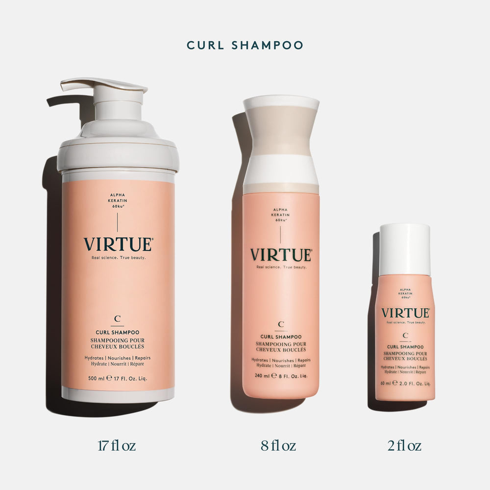 Shampoing sans silicone de VIRTUE Curl Jojoba respectant les boucles.