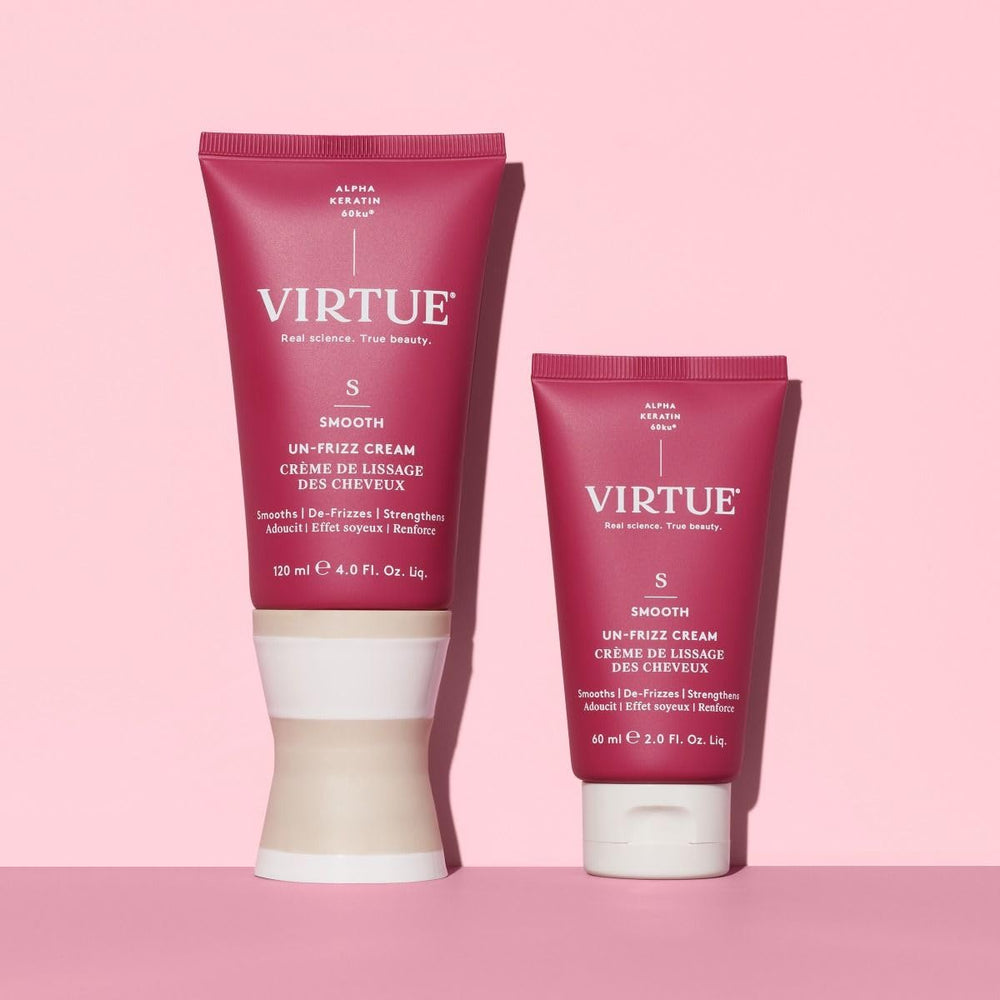 Virtue Un-Frizz Crème: cheveux humides avec brillance légère après usage.