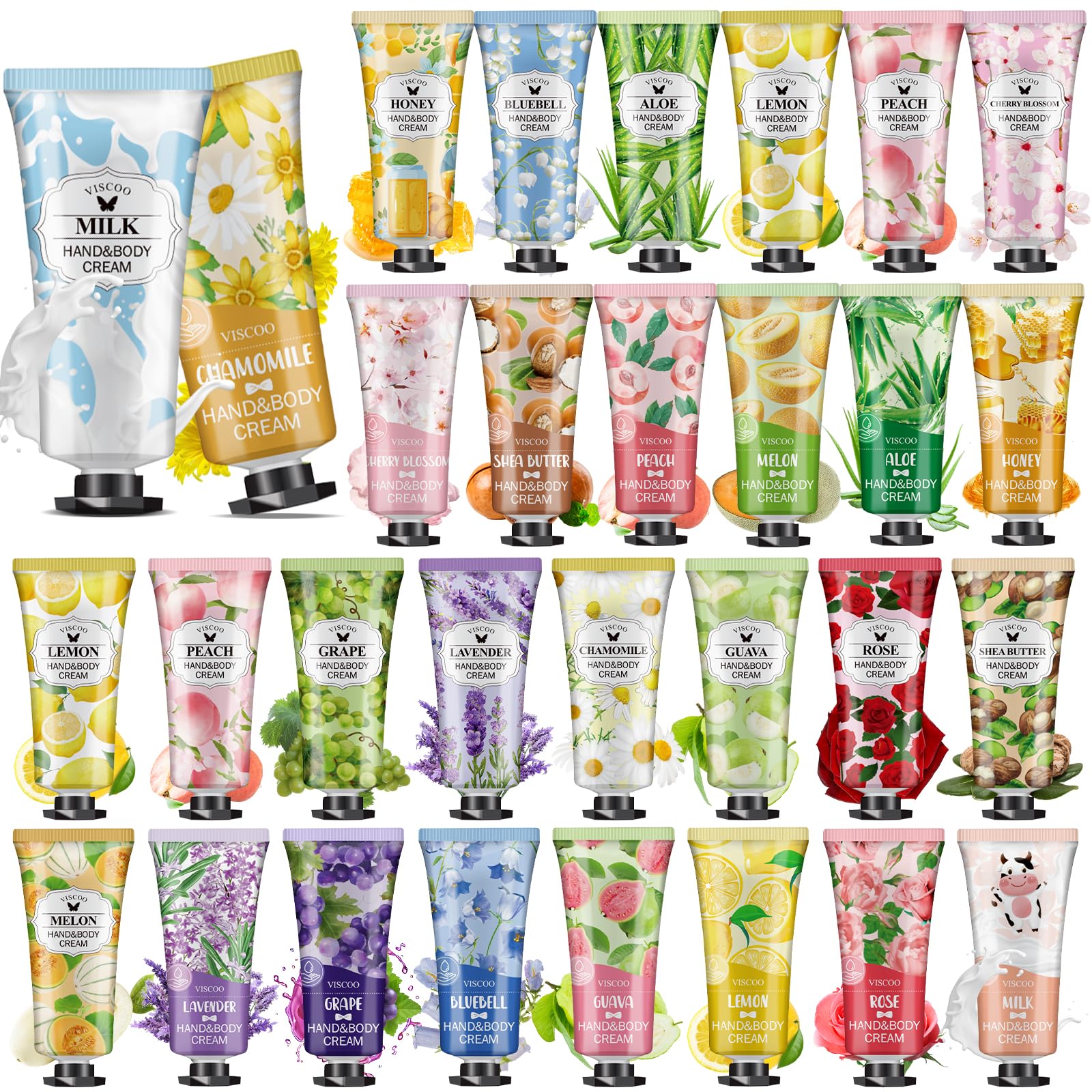 VISCOO coffret-cremes-main-28-paquets, coffret cadeau complet pour douceur quotidienne.