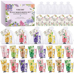 Viscoo ensemble 80 crèmes mains et baumes lèvres, cadeau pratique.