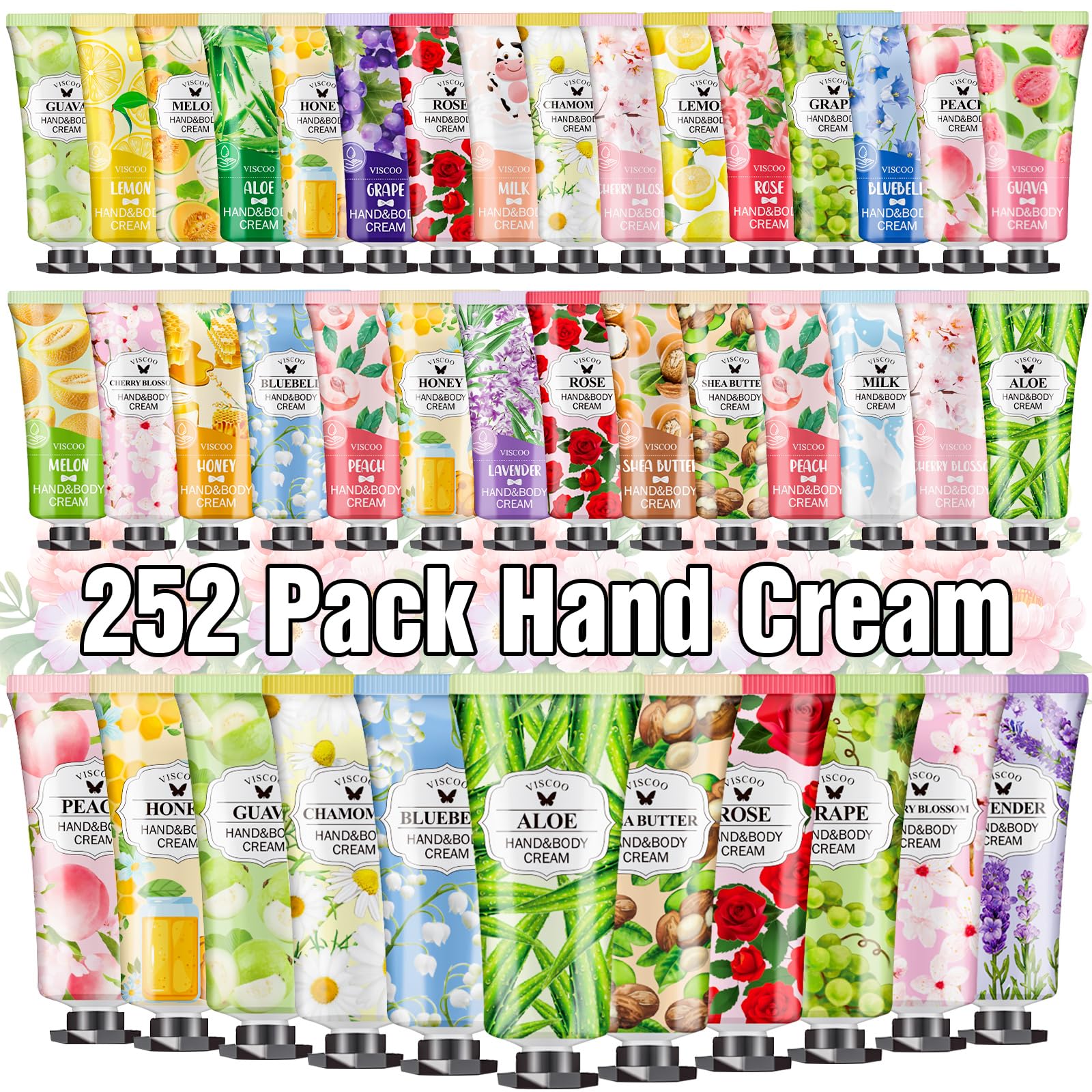 VISCOO ensemble Crèmes Mains 252-packs, flacons variés offrant hydratation durable