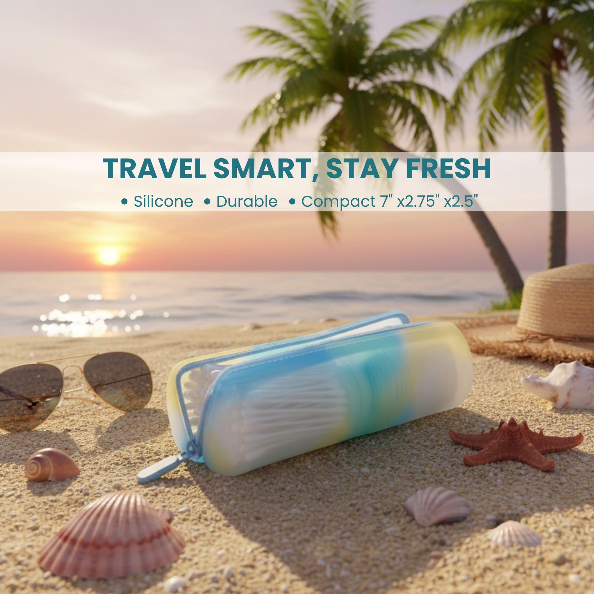Visfresh étui voyage base stable: posage sûr sur plans de travail et tables.