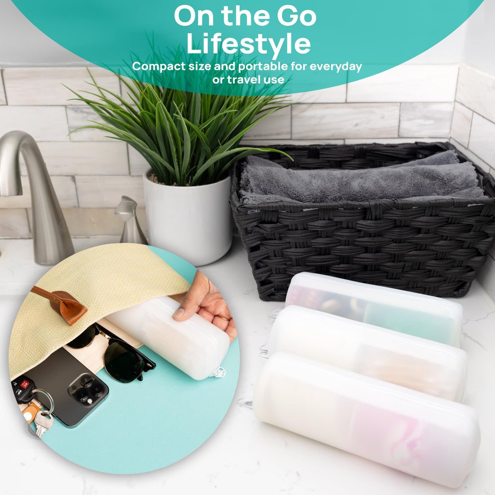 Visfresh etui voyage dimensions compactes, facile a glisser dans le sac.
