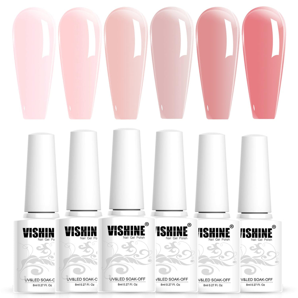Ensemble Vishine Kit Vernis Gel Nude: contenu pratique pour la manucure à domicile.