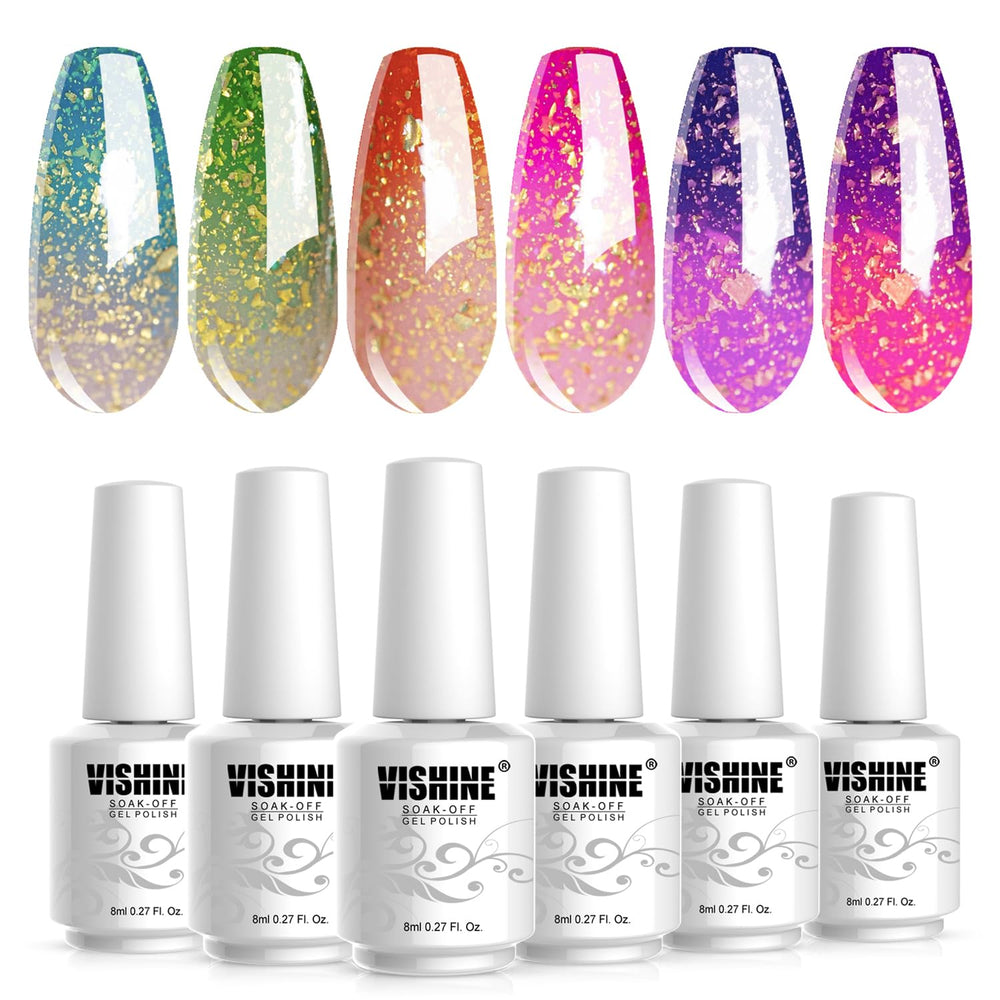 Vishine vernis gel changeant couleur sur bouteille, effet temperature démontré