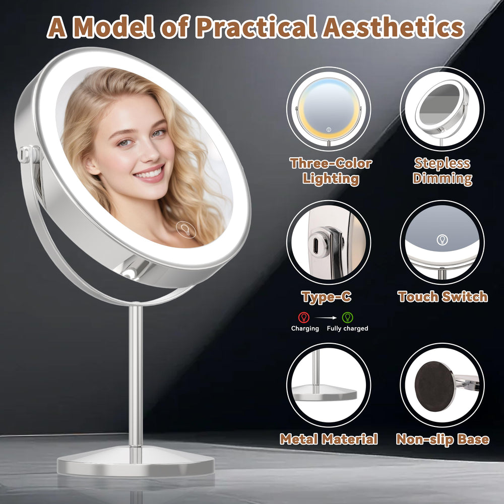 VisionSphere Miroir loupe 1x-10x pour détails fins des sourcils ou cils.