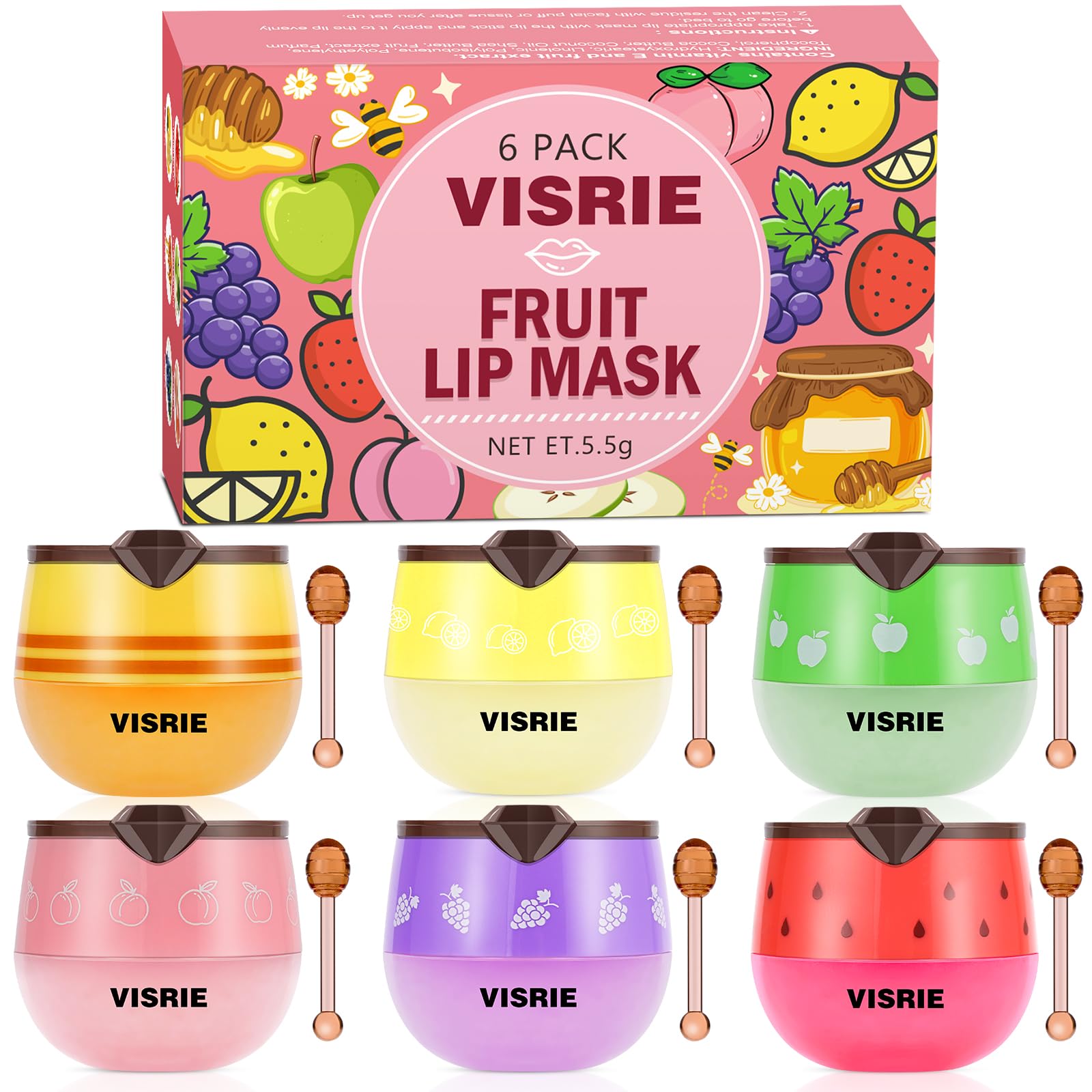 VisRIE pot baume lèvres abeille, hydratation nourrissante pour lèvres sèches.