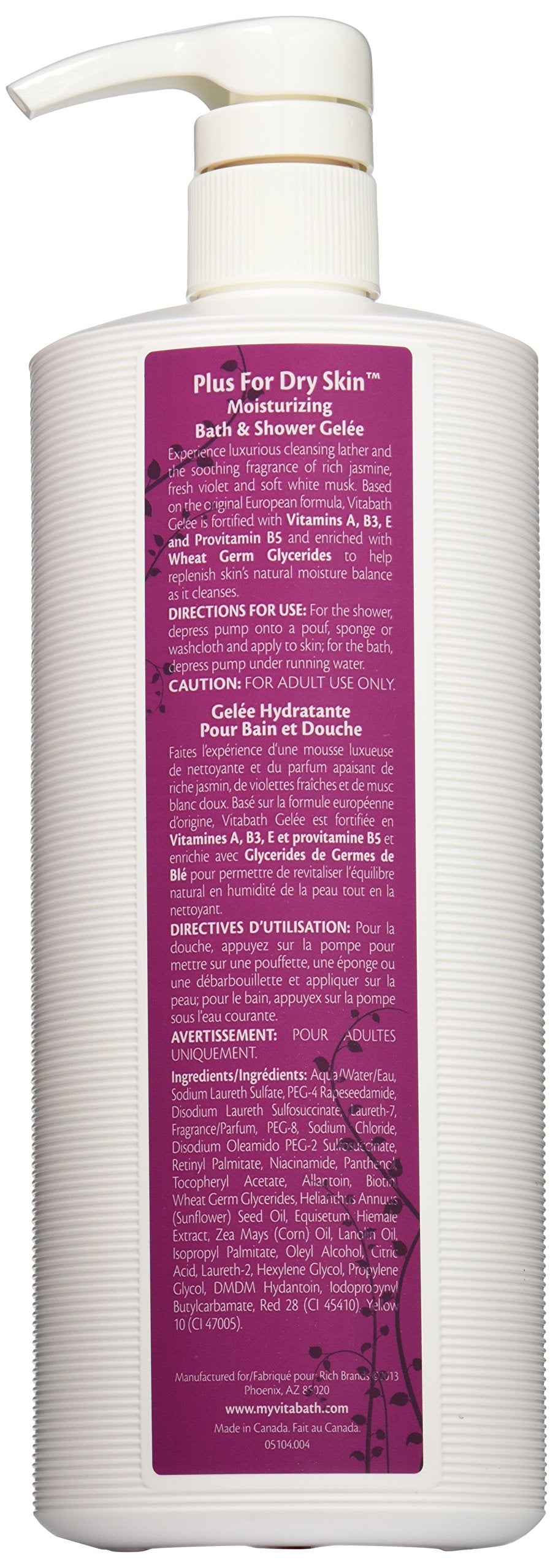 Vitabath Gelée: sans parabènes et non testé sur animaux.