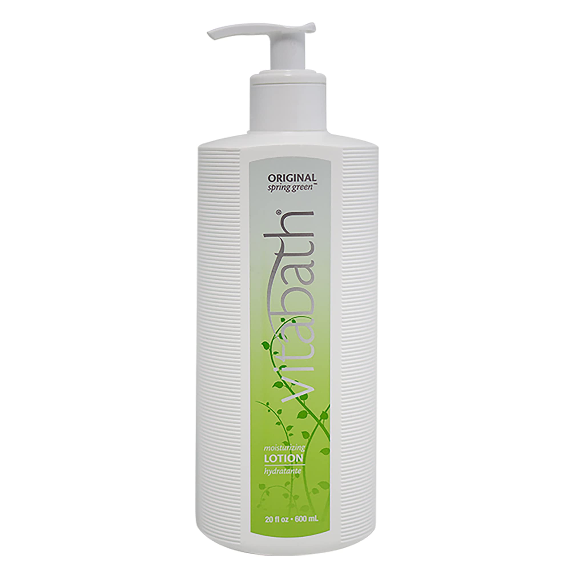 Vitabath Original Spring Green bottle pour showing easy, non-greasy hydration for dry skin.