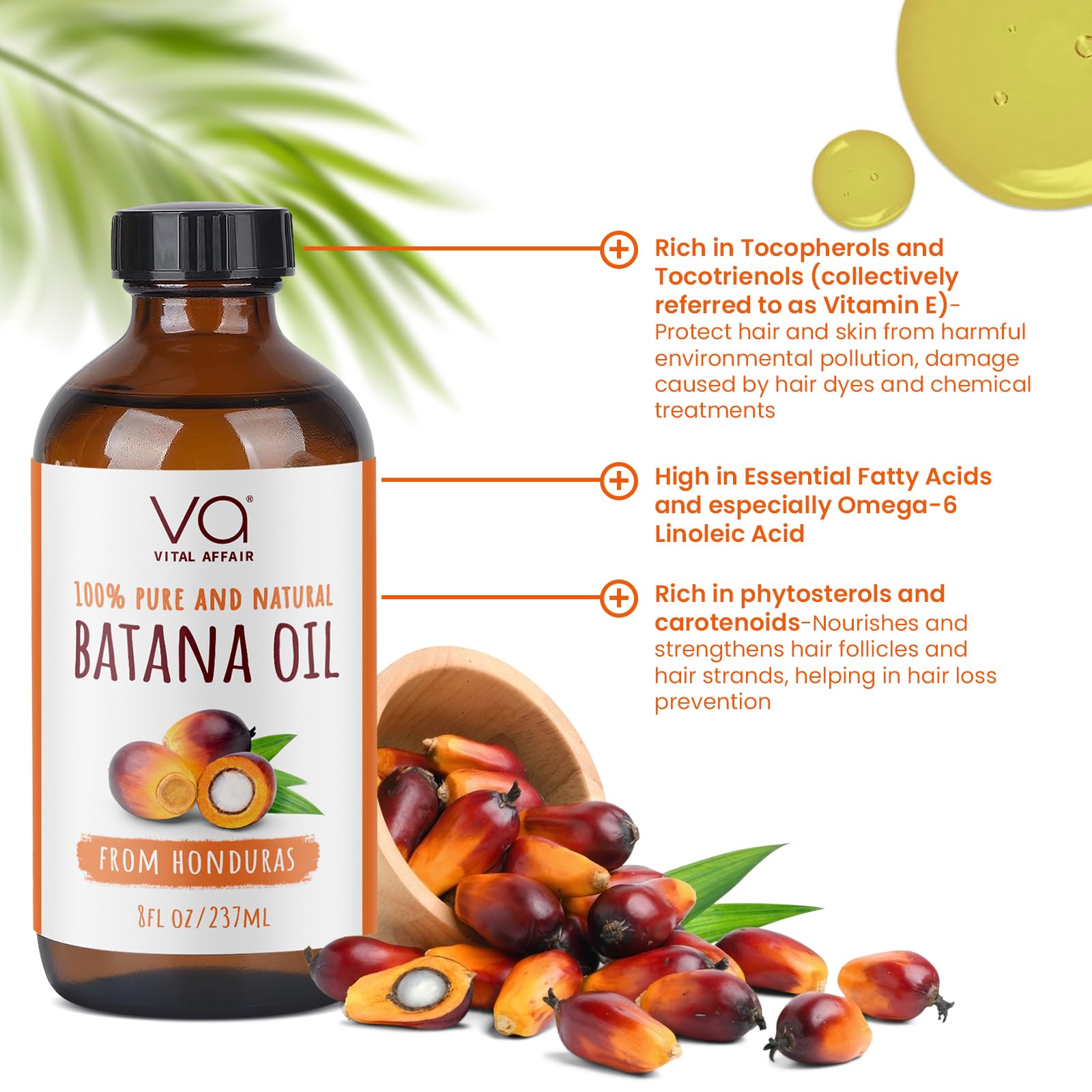Ingrédients clés Batana VITAL AFFAIR: vitamine E et acides gras essentiels.