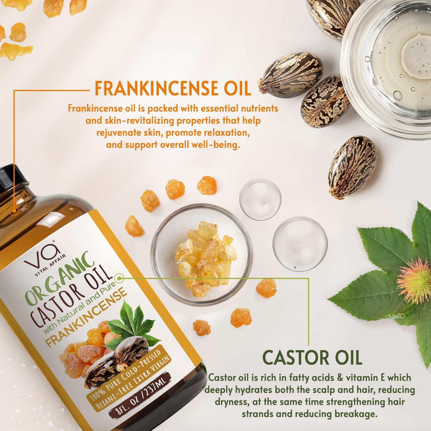 VITAL AFFAIR huile de ricin et encens – massage musculaire relaxant et apaisant.