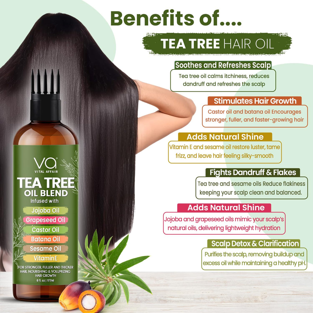 Vital Affair Tea Tree Oil hair shine shot highlights smoother, glossier strands.