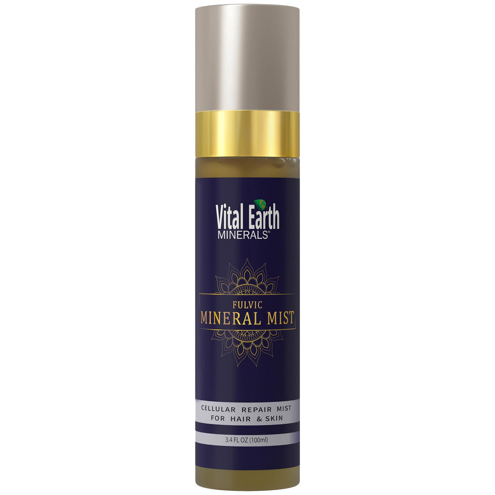 Vital Earth Minerals brume visage en bouteille, hydratation légère pour peau lumineuse.