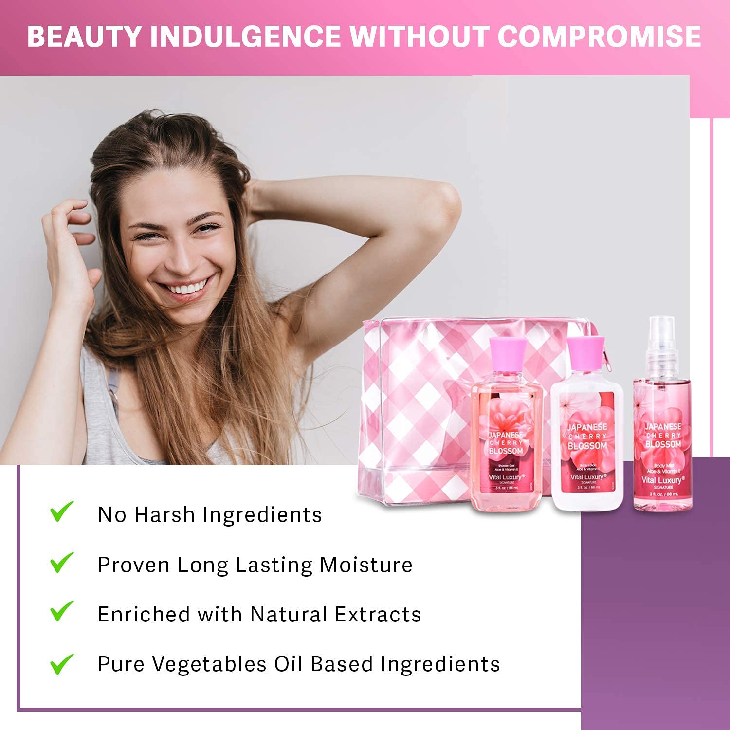 Vital Luxury sillage fleur cerisier japonaise: note florale légère et agréable.