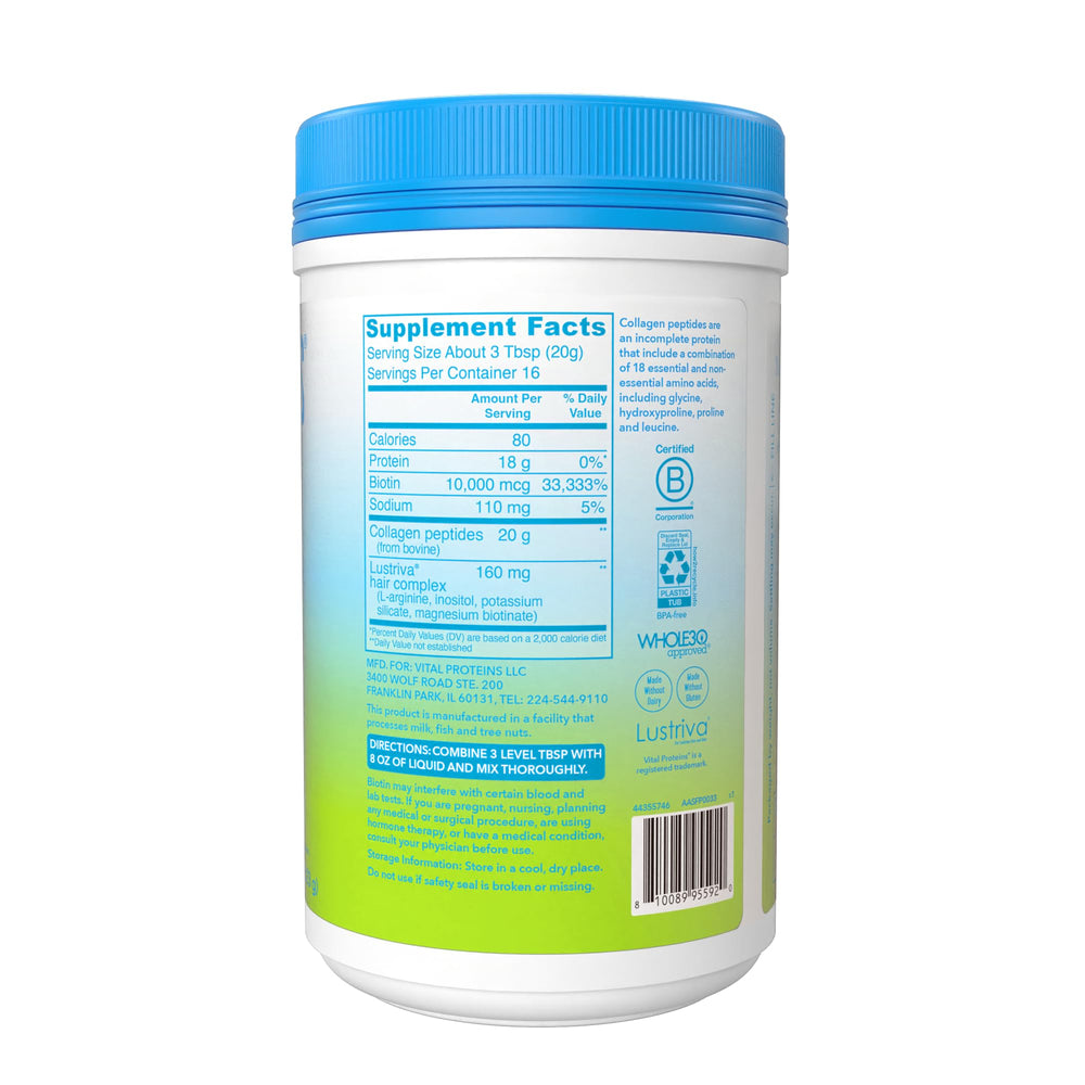 Vital Proteins Complexe Cheveux : convient au régime keto pour cheveux en pleine forme.