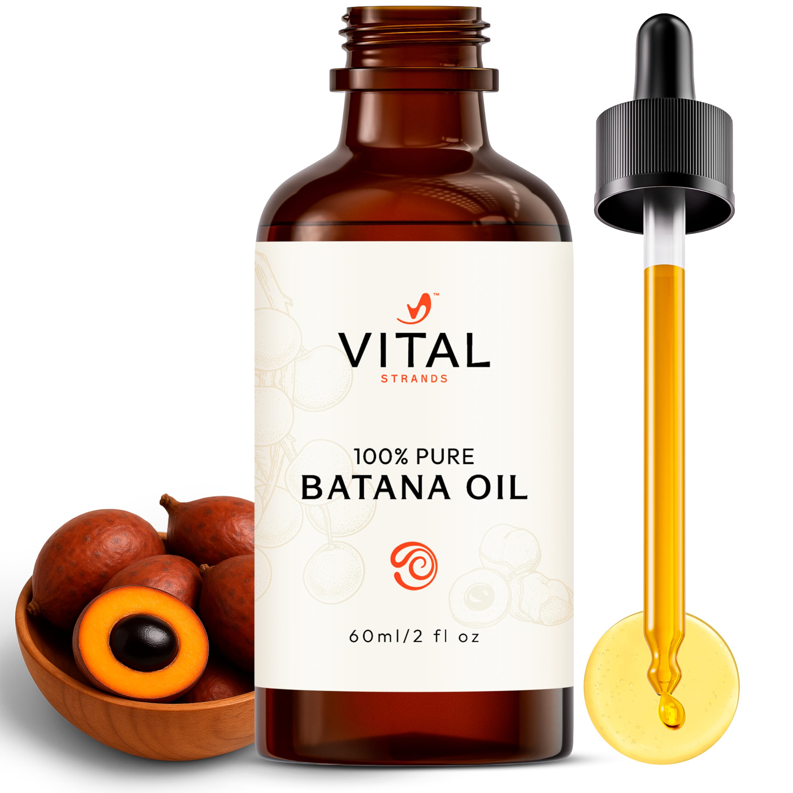 Vital Strands Batana Oil – bouteille ouverte, cheveux nourris