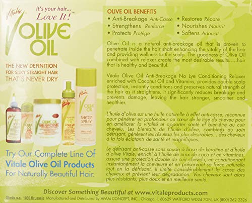 Flacon Vitale Relaxer huile d'olive en gros plan, concentré pour retouches racines.