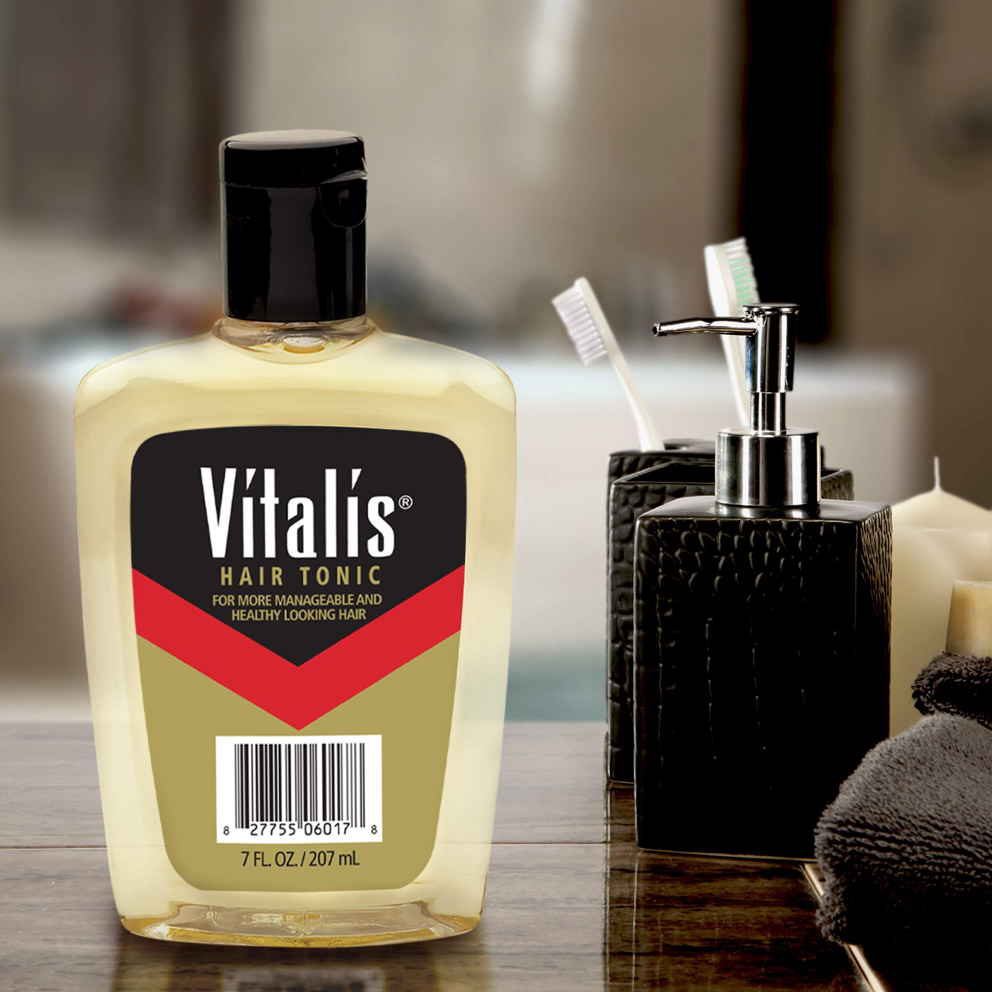 Vitalis tonique capillaire, application sur cheveux secs pour un look soigné