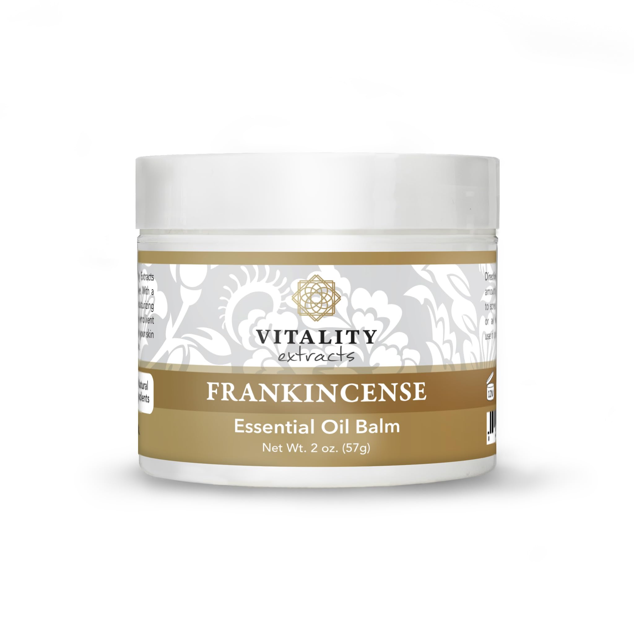 Vitality Balm Encens – bouteille 2 oz, hydratation durable pour peau sèche.