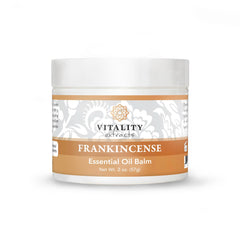Vitality Balm Encens – bouteille 2 oz, hydratation durable pour peau sèche.