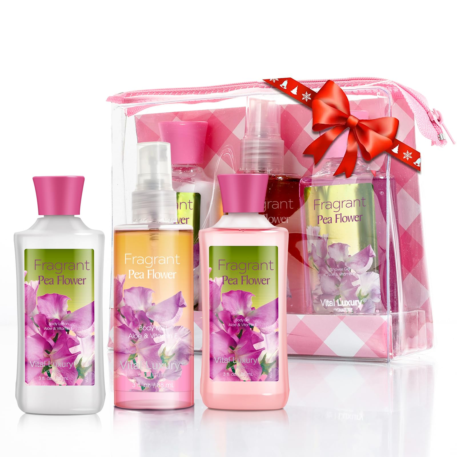 Vital Luxury Ensemble Voyage Fleur de Pois : gel douche riche pour peau douce et parfumée