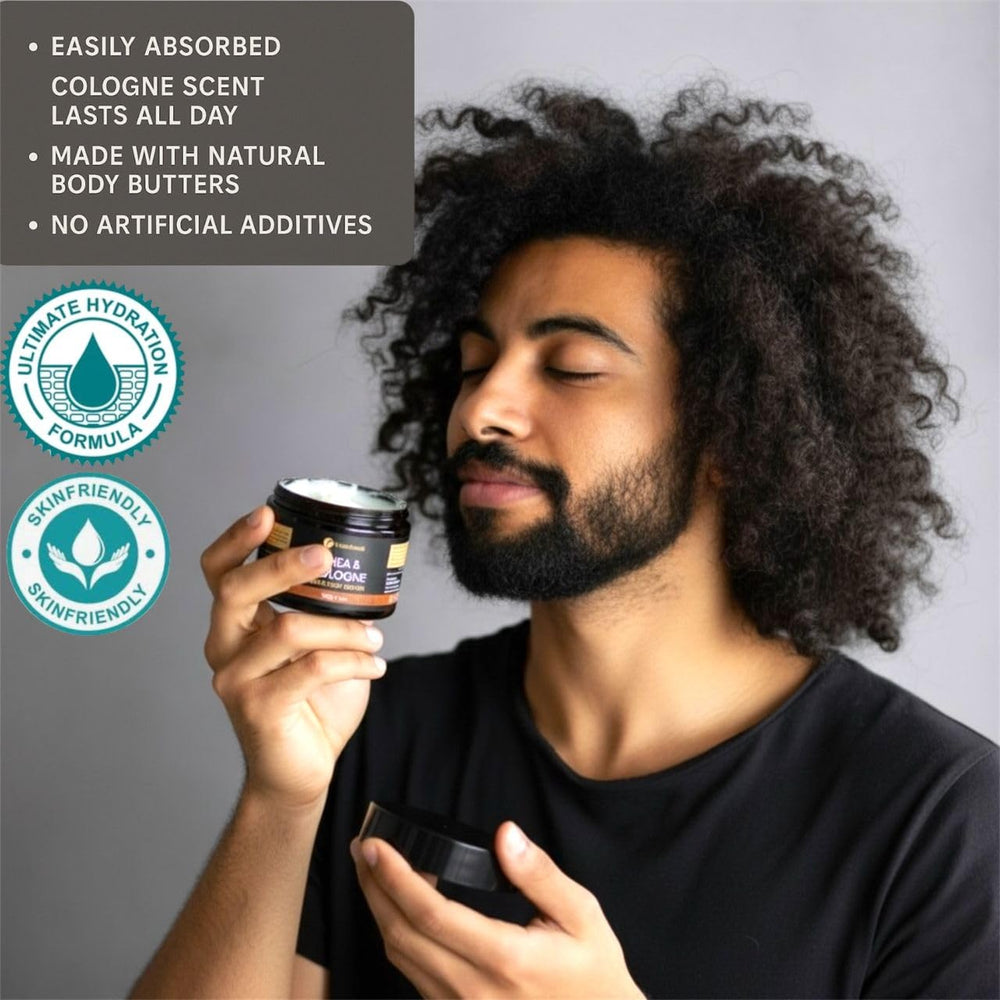 Application douce du beurre corporel homme sur la peau