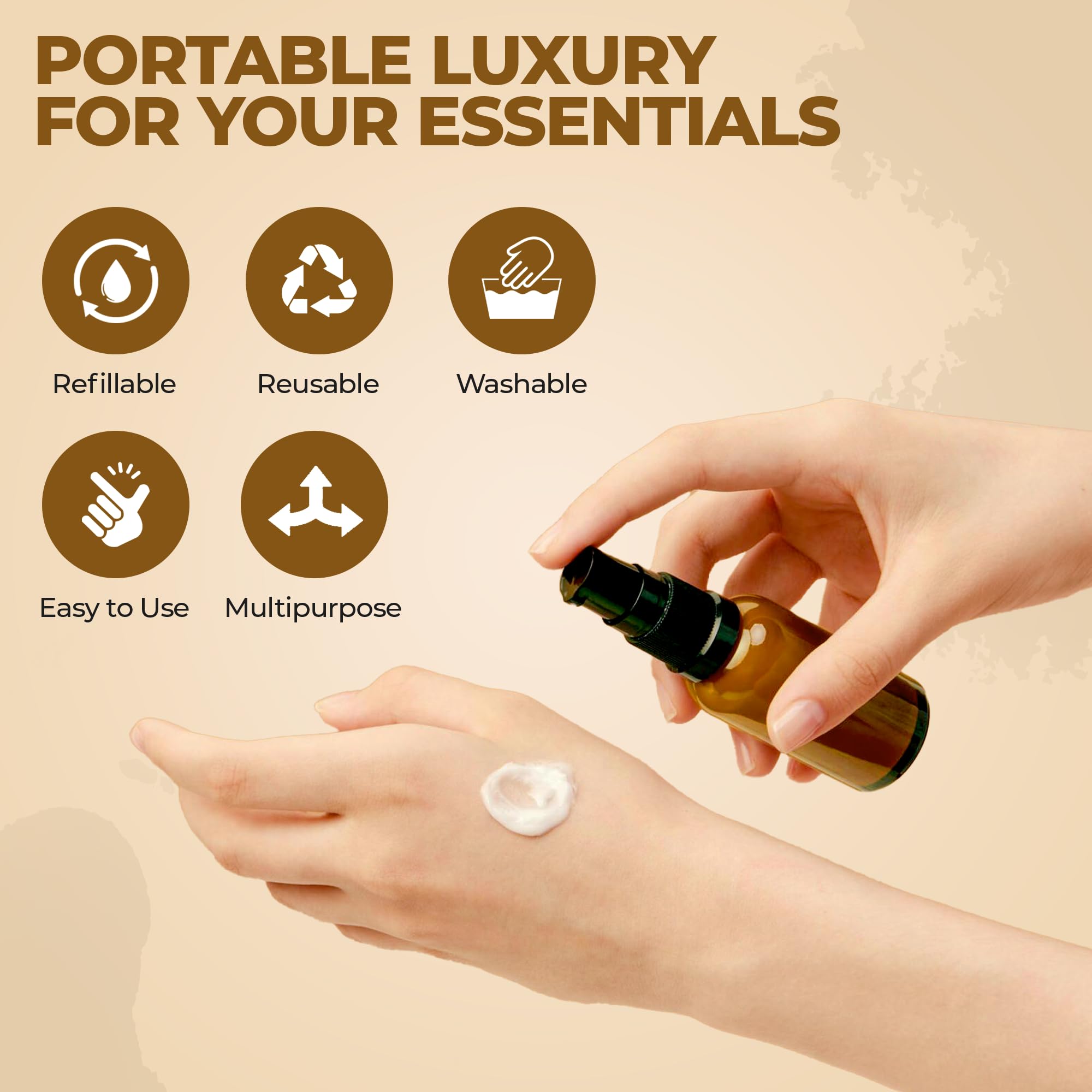 Bouteille VitalUp verre ambré 30ml portable, parfaite pour huiles essentielles en déplacement.
