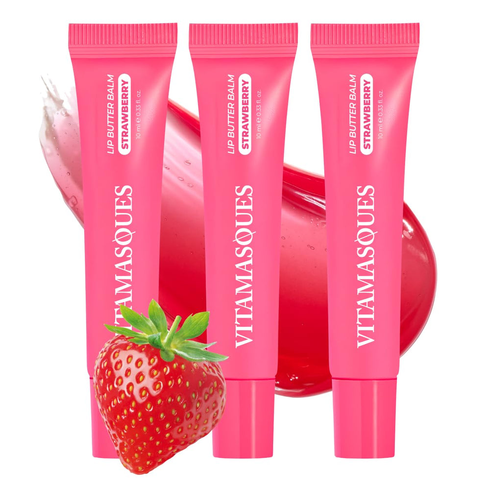 Vitamasques baume à lèvres fraise, texture nourrissante et hydratation durable