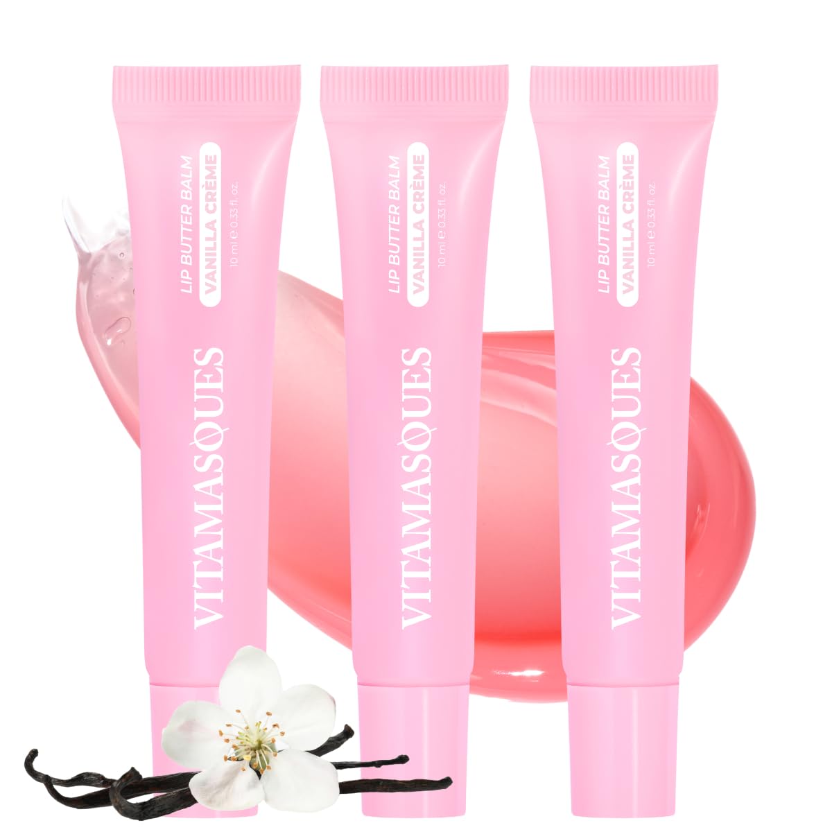 Vitamasques baume lèvres vanille creme, pack de 3, hydratation durable
