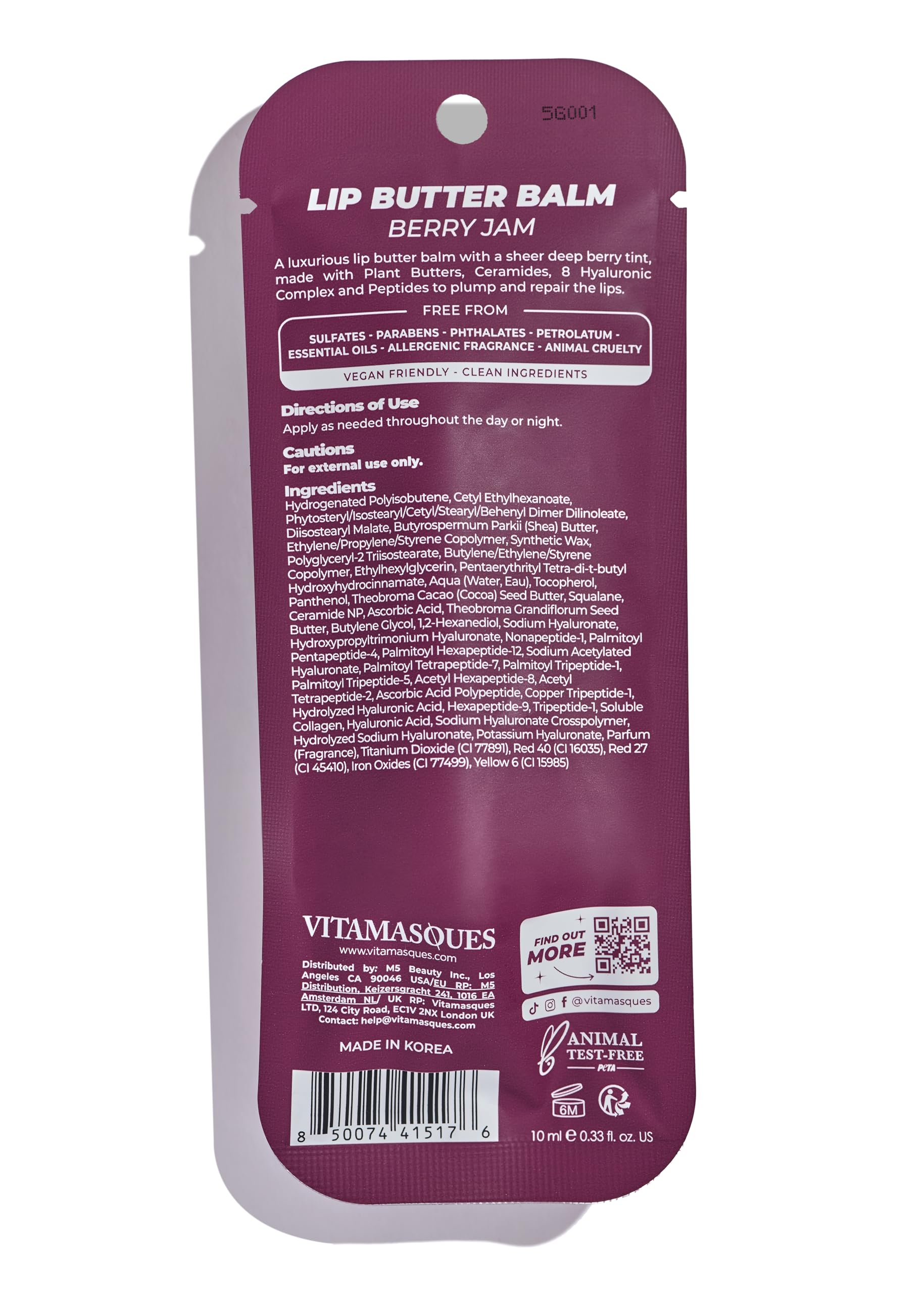 Vitamasques Lip Butter Balm Berry Jam idéal en routine quotidienne de soin des lèvres