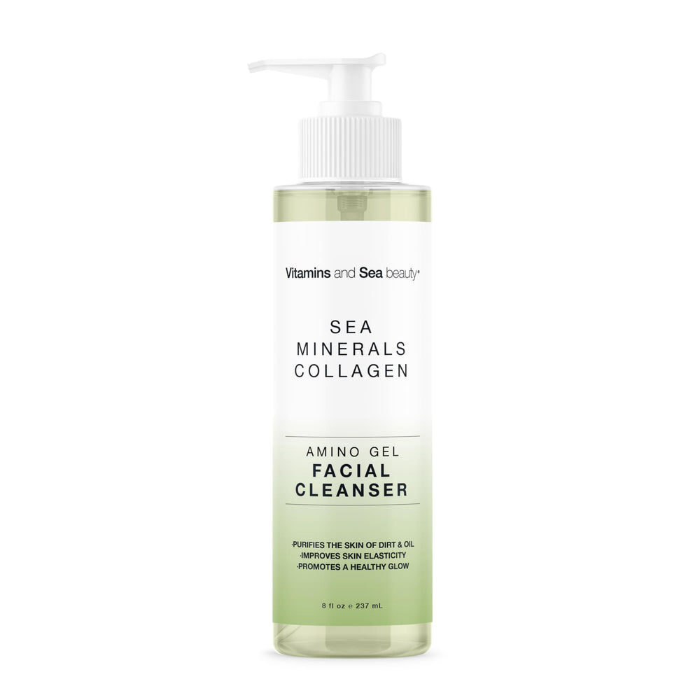 Amino Gel Nettoyant Visage de VITAMINS AND SEA BEAUTY, bouteille élégante netoyant sans dessécher