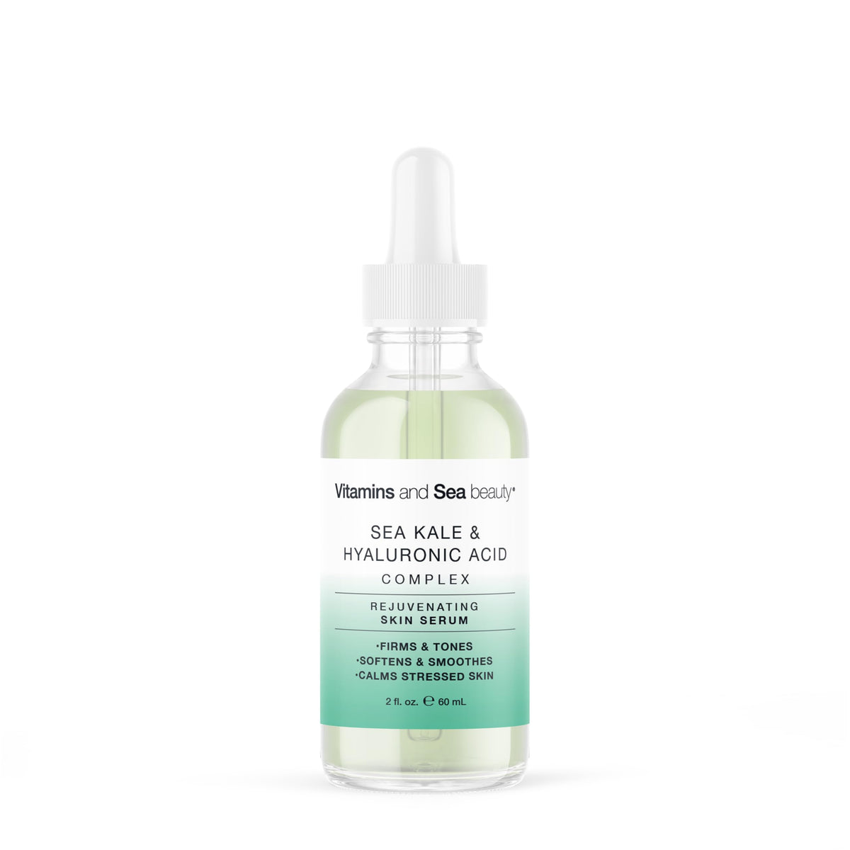 Sérum VITAMINS AND SEA BEAUTY – flacon clair montrant une hydratation intense