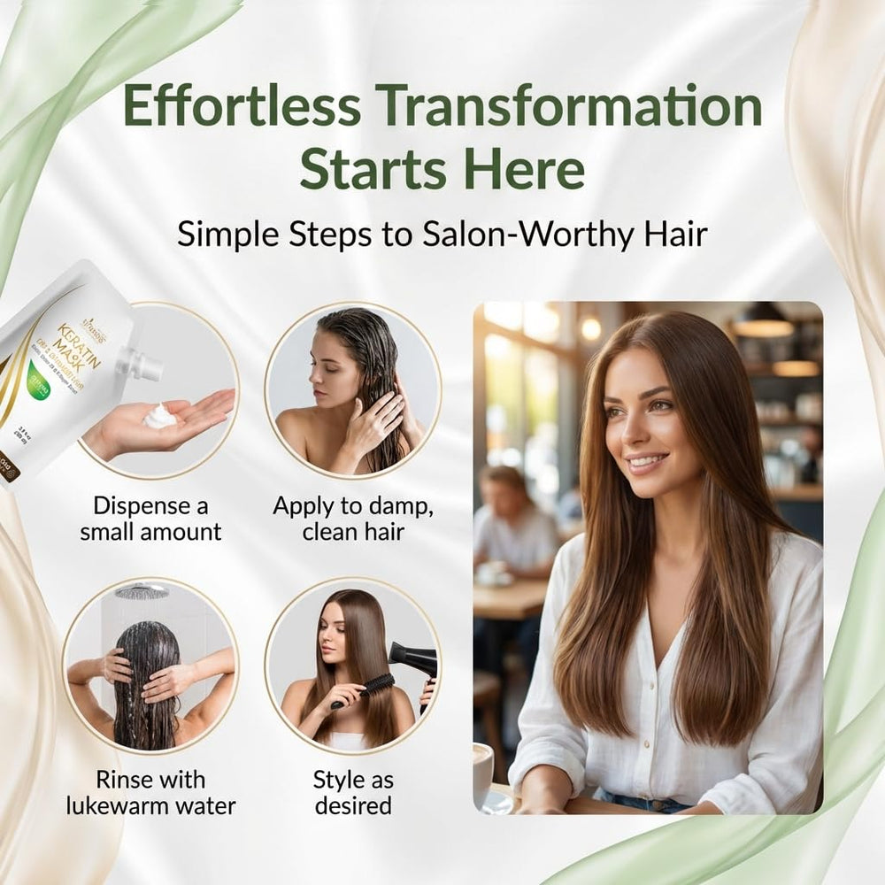 Cheveux secs avant et après traitement par le masque Kératine VITAMINS