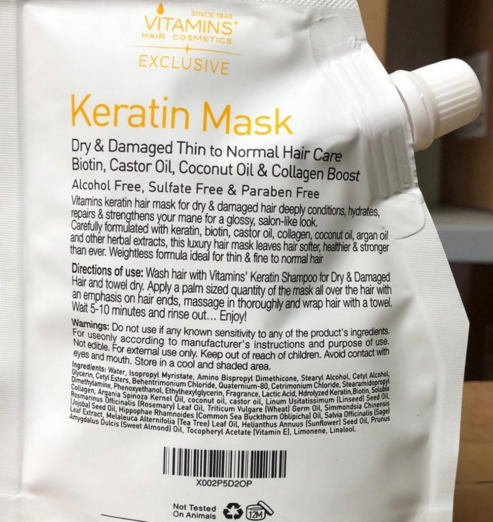 Packaging élégant et pratique du masque Kératine VITAMINS