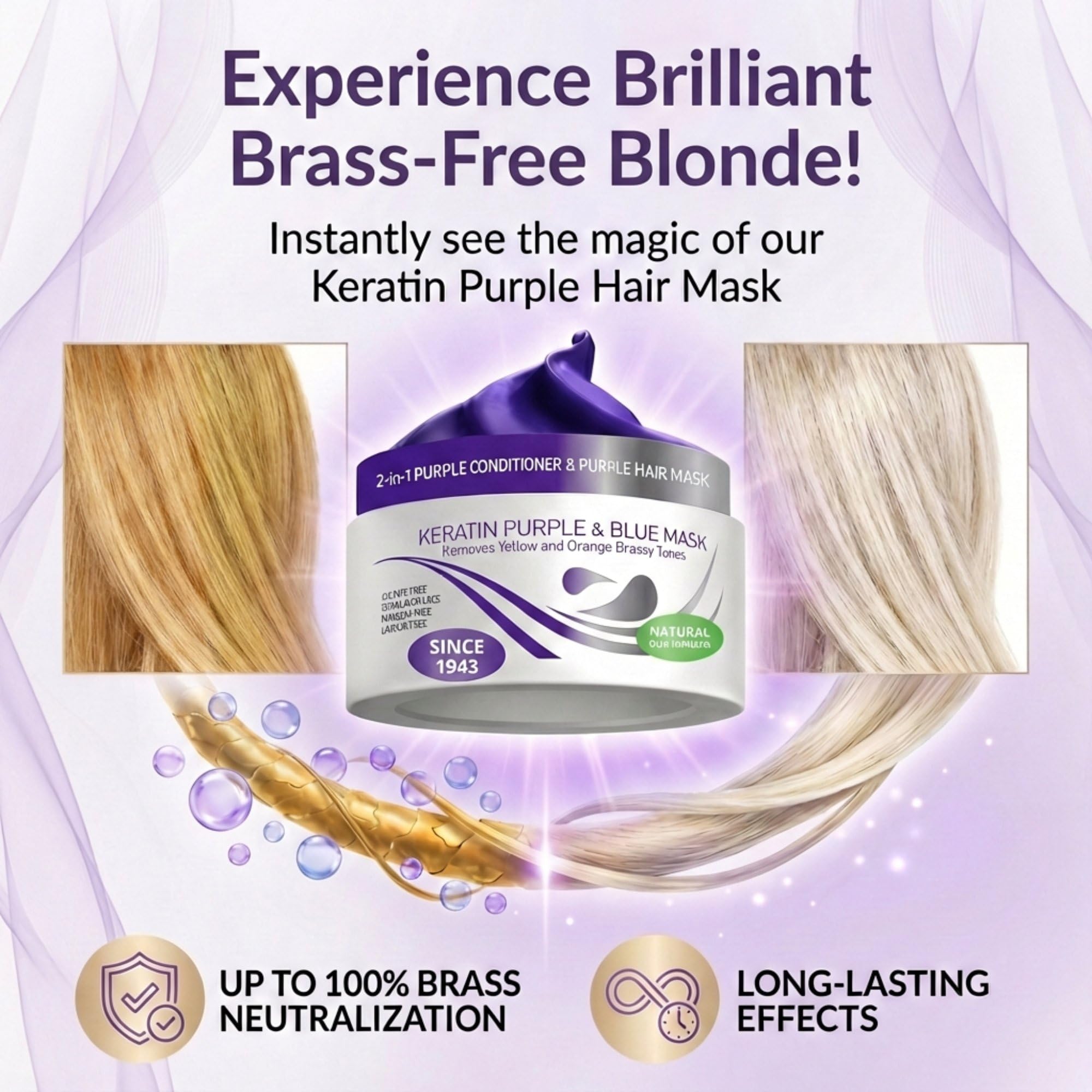 VITAMINS tonifiant-blond-bleu applique sur mèches, apporte une nuance froide et éclatante