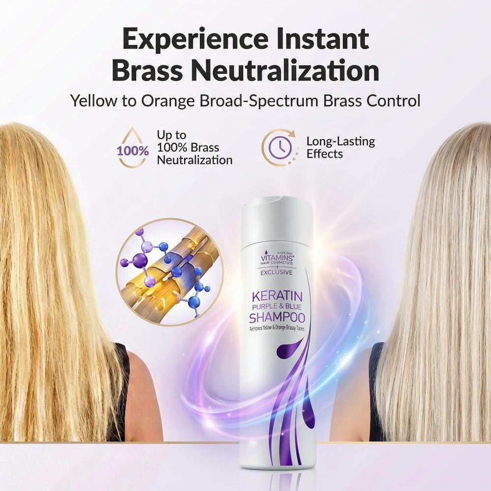 Cosmétiques capillaires VITAMINS shampooing kératine violet pompe: application facile et dosage précis.