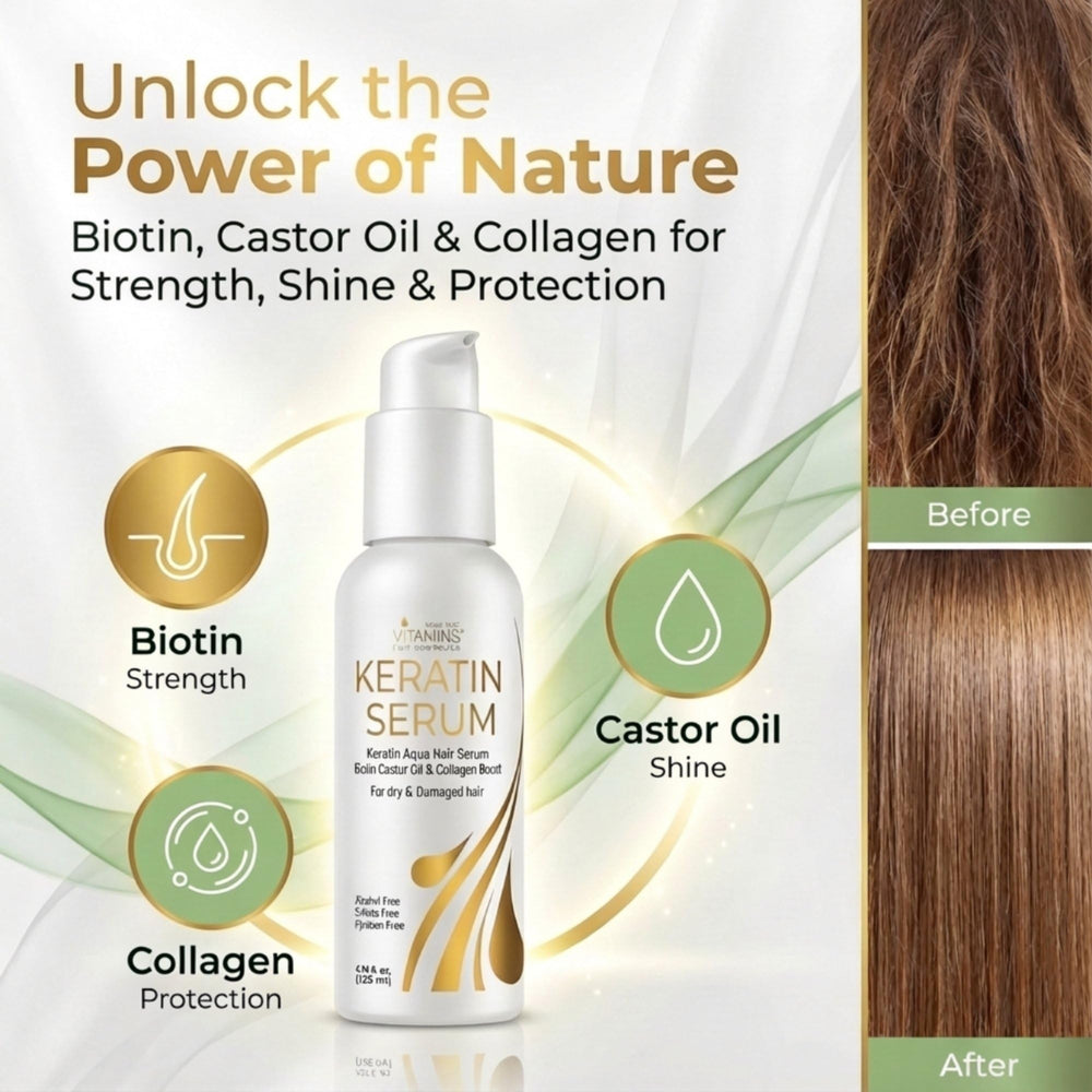 Sérum VITAMINS anti-frisage maîtrise les frisottis pour une chevelure plus nette.