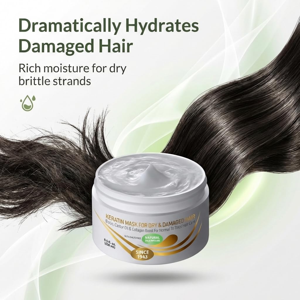 VITAMINS Keratine Masque: soin profond pour cheveux secs et endommagés.