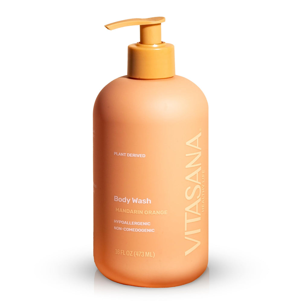 Bouteille Vitasana mandarine pour peau sensible, hydratation douce.