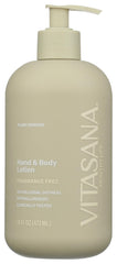 Lotion hydratante Vitasana pour mains et corps, absorption rapide et douceur durable.