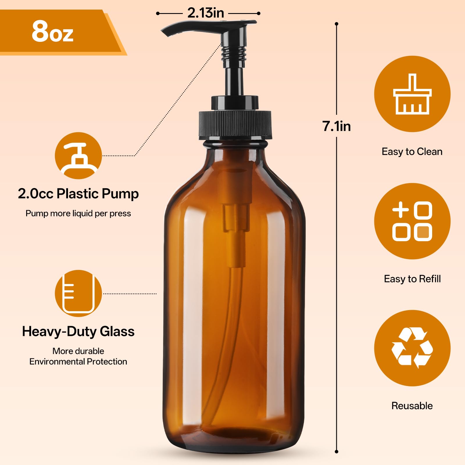Bouteilles Vitreaux ambre 237 ml avec protection UV, optimisent l'espace sur le plan de travail.