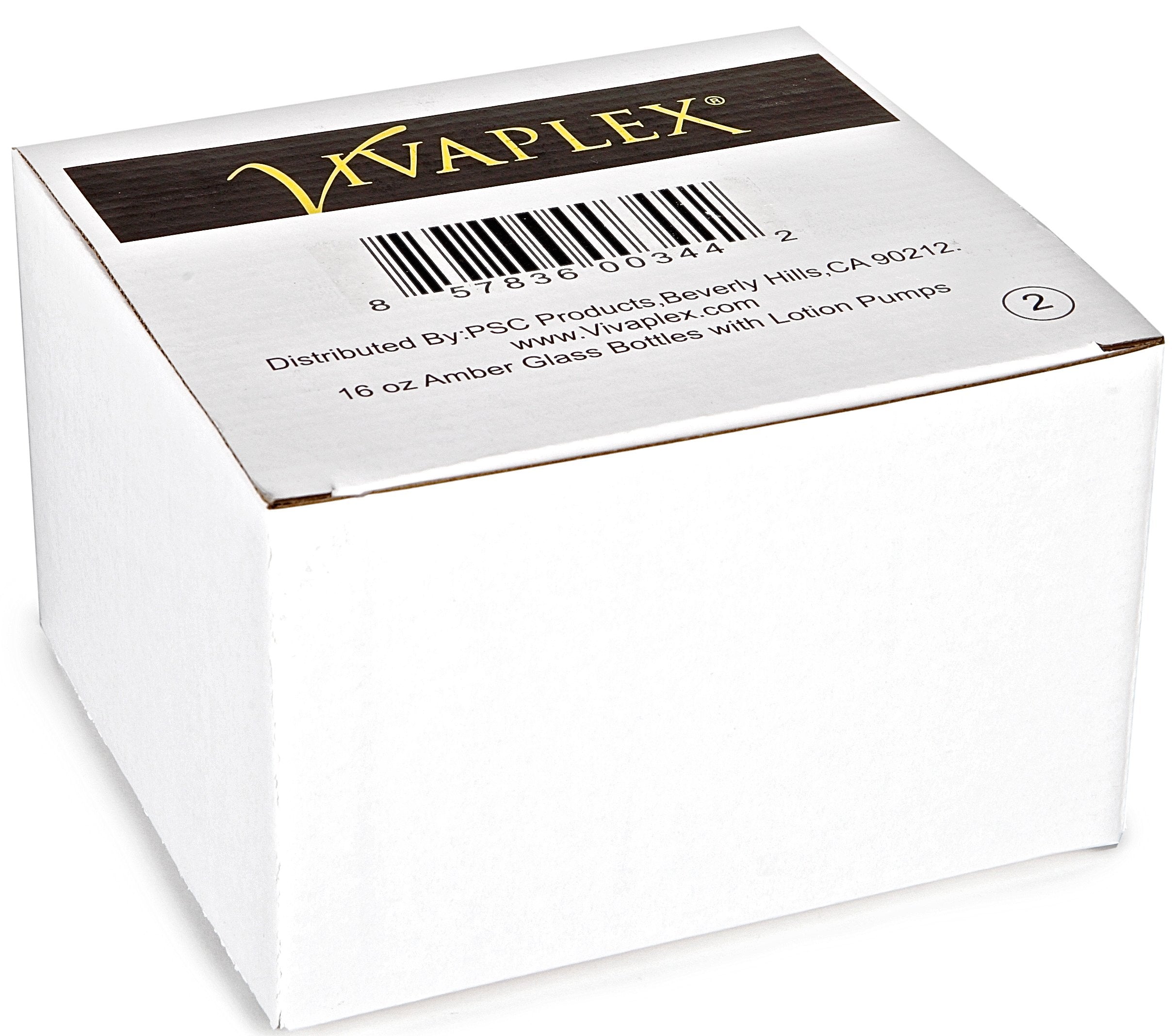 Vivaplex: bouteilles ambrées 16 onces, pompes noires, prêt pour huiles essentielles.
